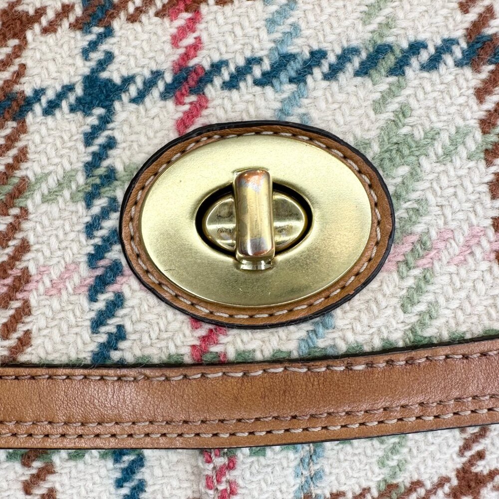 COACH Hamptons Tattersall Turnlock Convertible Bag Wool Y2K - Picture 14 of 14